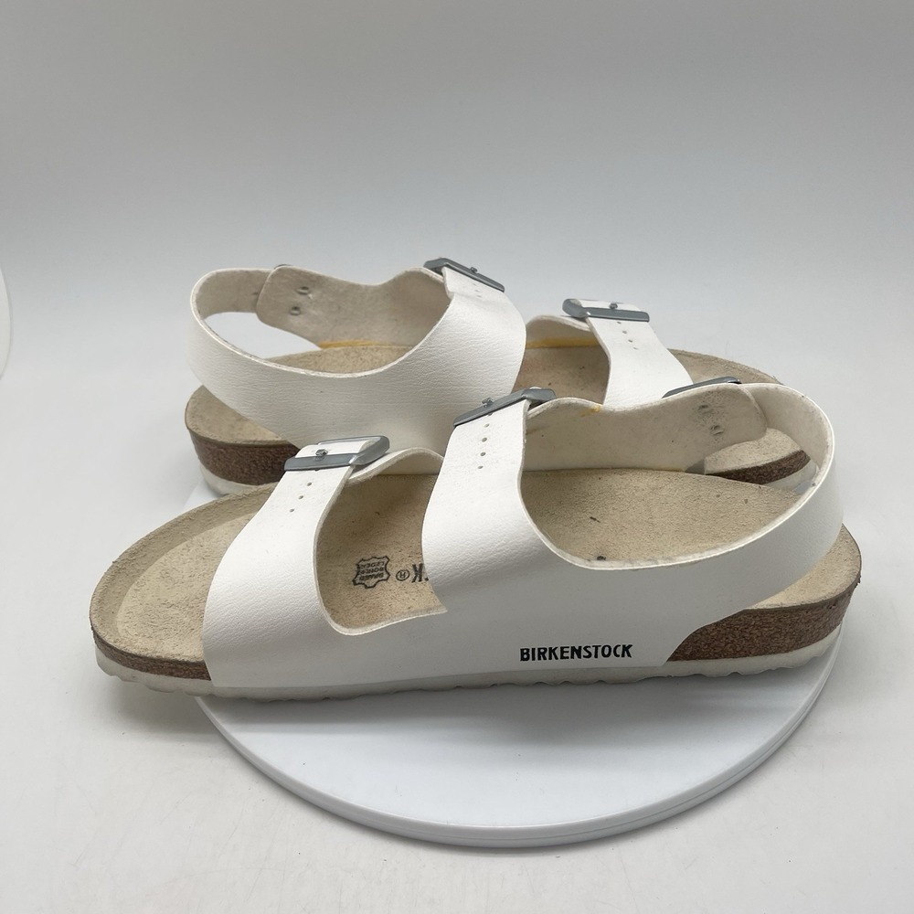 Birkenstock Milano Sandals Womens 12 Mens 10 EU 43 White Leather Comfort Shoes - Picture 9 of 11